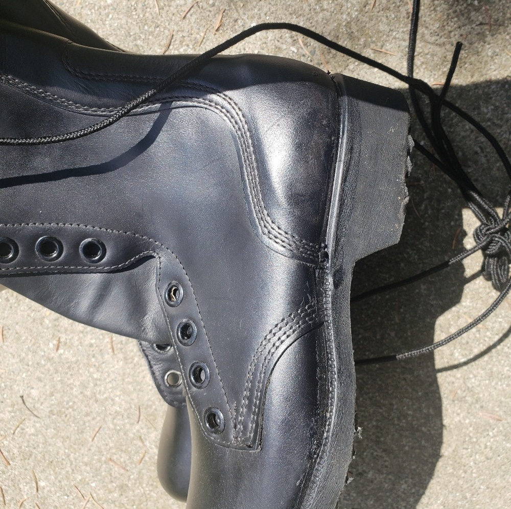 70s Military Combat Boots Leather punk 7.5 Black - Picture 3 of 8